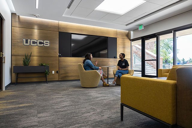 UCCS staff member and student at the Career Center