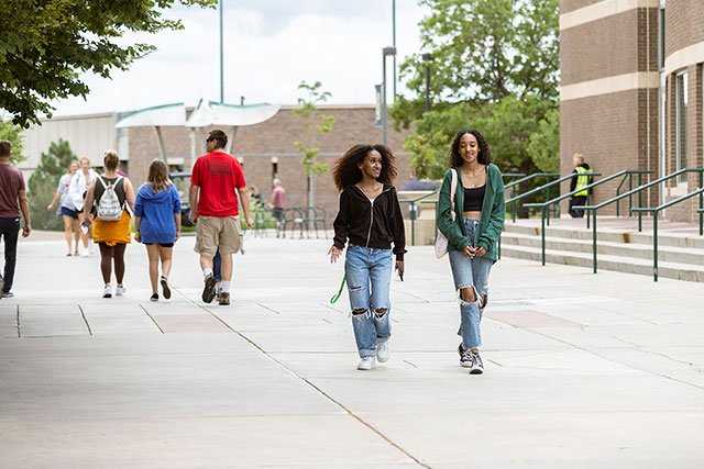 UCCS students walking on campus