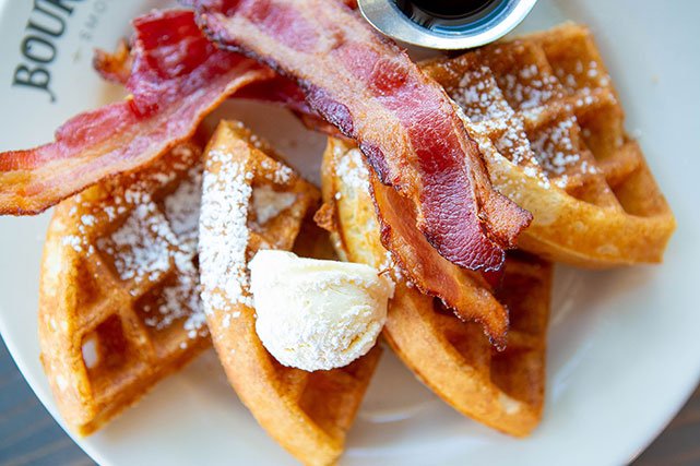 Bourbon Brothers waffles and bacon