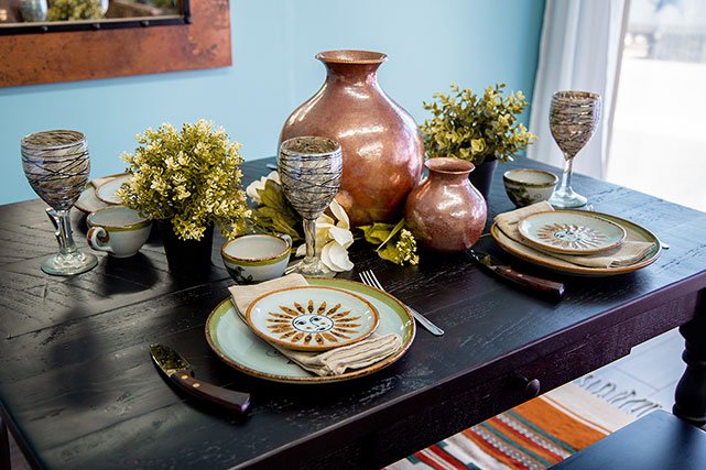 La Fuente Imports copper table setting